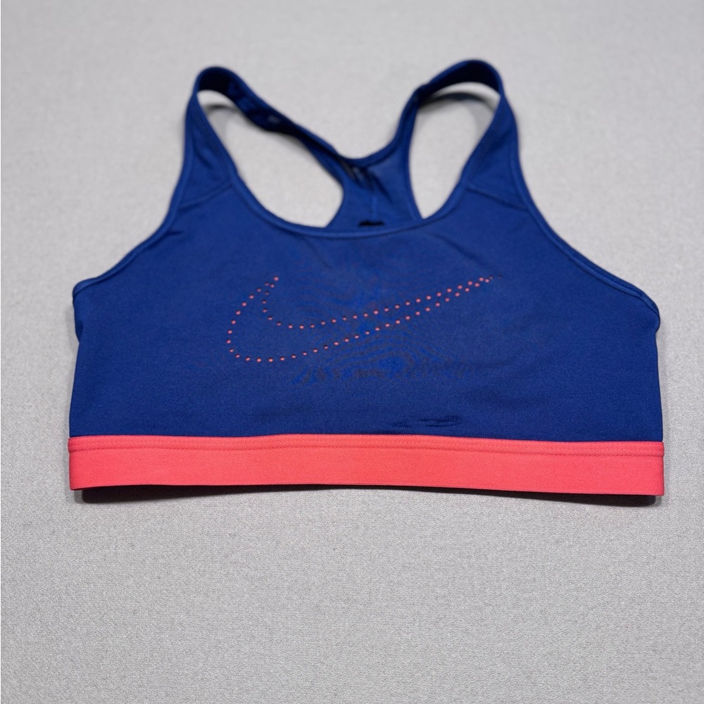 Nike Women's Dri-Fit Blue Sports Bra with Red Band